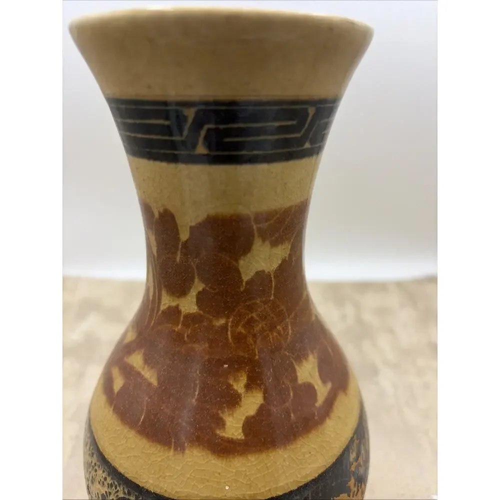 Vintage Art Pottery Floral Mexican Folk Art Vase 9” Tall